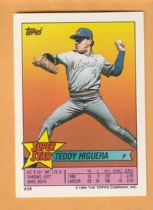 Teddy Higuera Milwaukee Brewers 1989 Topps Sticker Backs #28 12J - Bild 1 von 2