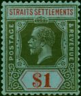 Straits Colonies 1914$ 1 Noir & Rouge-Bleu SG210 Fin MM