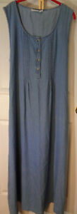 Vermont Country Store Blue Chambray Cotton Maxi Sleeveless Dress XL