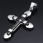 Dropshipping Cross Pendant Necklaces For Men Black Gold Color Silver Color Stain