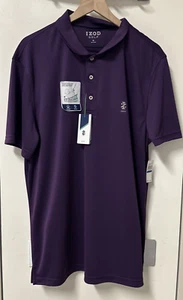 IZOD Men Size XL Grid Polo Shirt Crown Jewel Golf S/S Purple Swing Flex UPF20 - Picture 1 of 11