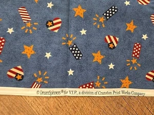 Cotton Fabric VIP Dream Spinners Cranston 44" X 48" USA Flag Hearts Blue - Picture 1 of 7