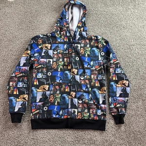 Star Wars Hoodie Mens Small Black Blue AOP Darth Vader Full Zip Sweatshirt * - Picture 1 of 10