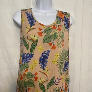Style & Co Fit & Flare Printed Tank Shift Dress Womens Size OX Pink Floral Multi - Picture 1 of 14