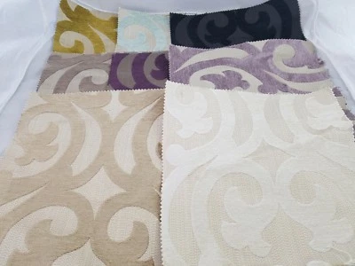 Lot Vivaldi Brocade Woven Velvet Furniture Fabric Samples Geometric Vines - Image 1 of 4