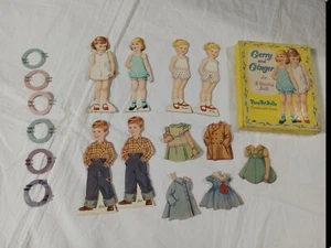 Lote de 6 muñecas Tiny Tots vintage de papel con soportes y ropa  - Imagen 1 de 14