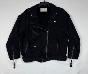 Free People Damen Black Moto Jacket Rebel Oversized Moto Belted Jacket Size XS - Bild 1 von 11