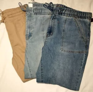 No Boundaries Juniors High Rise Utility Joggers Pants Med & Lt Wash Sizes S-XXL - Picture 1 of 26