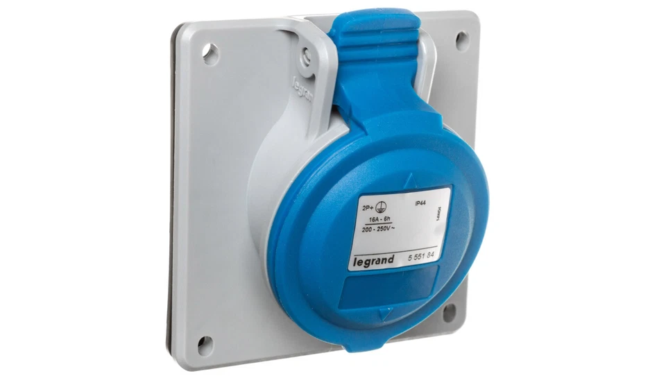 Panel socket 16A 3P 230V blue IP44 P17 TEMPRA PRO 555184 /T2UK - Image 1 of 1