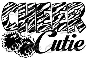 Zebra Print Cheer Cutie Vinyl Decal Cheerleader Sticker Available in 24 Colors - Picture 1 of 10