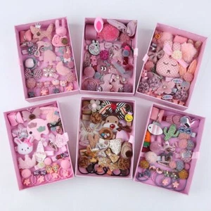 Children Hair Clip Set - Baby Head Flower Fabric Bow Elastic Hair Clips 18/24PC - Picture 1 of 18