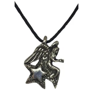 Engel der Wunder mit Stern Anhänger Zinn Unisex Charm Halskette 0,9 H - Bild 1 von 1
