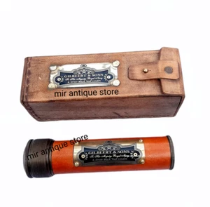 Gilbert & Söhne Messing Kaleidoskop Gravur Maritim Kinder Geschenk mit Lederetui - Bild 1 von 8