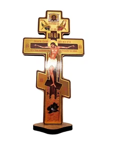 Crucifijo de pared de madera - Hecho en Ucrania - Hermosa cruz icono ucraniano 8,26" - Imagen 1 de 8