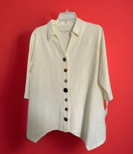 Soft Surroundings Shirt Petite LG Danielle Button Cotton Tunic Boho Lagenlook - Picture 1 of 11