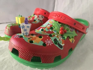 Crocs Disney Park Classic Christmas Clog Mens SZ 11 Red Rubber Slip On Sandals - Picture 1 of 8