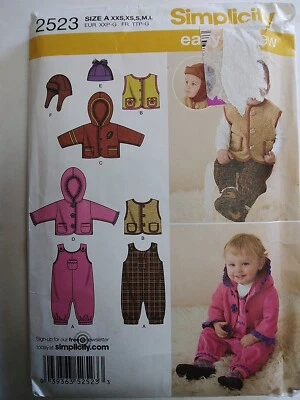 Snowsuit Bibs Coat Hat Vest Winter XXS - L Simplicity 2523 Sewing Pattern Fleece - Image 1 of 4