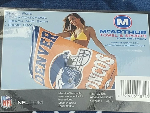 Denver Broncos helmet Logo beach towel 30 x 60" New Cover