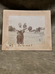 EARLY 20th C. PHOTOGRAPH OF A MAN SMOKING TOBACCO WITH PET MONKEY,  “JOCKO & I” - Picture 1 of 4