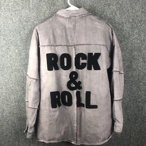 Panache Snap Down Camisa Denim Chaqueta Talla M Mediana Envejecida, Gris ☼ Rock Roll - Imagen 1 de 11