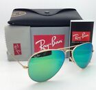 Ray-Ban Sunglasses RB 3025 Large Metal 112/19 62-14 Gold Aviator w/ Green Mirror