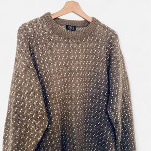 Vintage Ore Birdseye Fisherman Jumper Men's Large Brown White Norwegian Retro - Picture 1 of 8