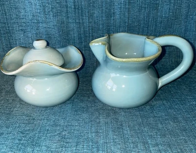 Southern Living At Home Creamer & Sugar Set; Robins Egg Blue; Toscana Collection - Image 1 of 4