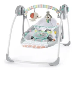 Columpio para bebé Bright Starts Whimsical Wild compacto portátil automático 6 velocidades, NUEVO - Imagen 1 de 11