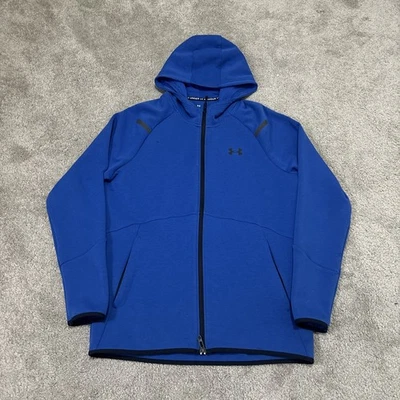 Under Armour 连帽衫成人大号蓝色不可阻挡针织科技连帽运动衫 — 第 1/4 张图片