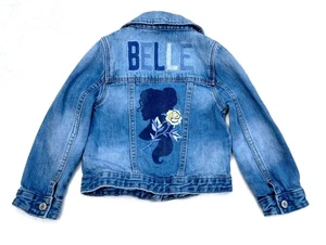 Disney Gap Belle Embroidered Jean Jacket Girl's Size 4 Beauty And The Beast Rose - Picture 1 of 6