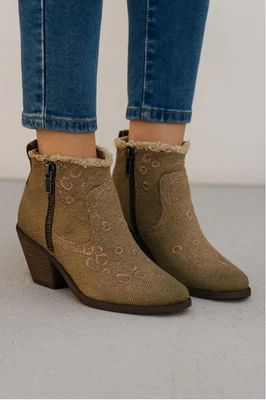 Botines para mujer Naughty Monkey bordados talla 8,5 marrón sobre marrón Foto 1 de 4