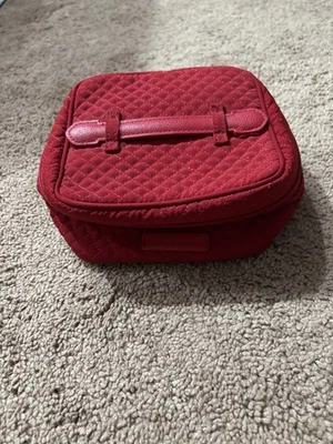 Vera Bradley solid Red Makeup or Jewelry Case zip around quilted waffle print - Image 1 of 4