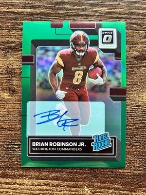 BRIAN ROBINSON JR 2022 DONRUSS OPTIC RATED ROOKIE AUTO GREEN /5 #227 COMMANDERS - Image 1 of 2