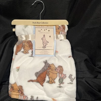 New- Soft Plush Fleece CLASSIC POOH & EYEORE FRIENDS Baby BLANKET 30x40" - Image 1 of 4