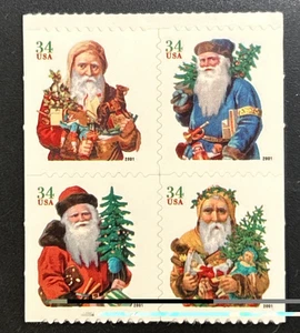 2001 3541-44b From Vending booklet block of 4 correct order Santa 3541-3544 - Picture 1 of 1