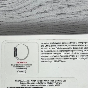 Apple Watch Series 8 GPS + Cellular 41 mm bracelet milanais en acier inoxydable argenté - Photo 1 sur 3