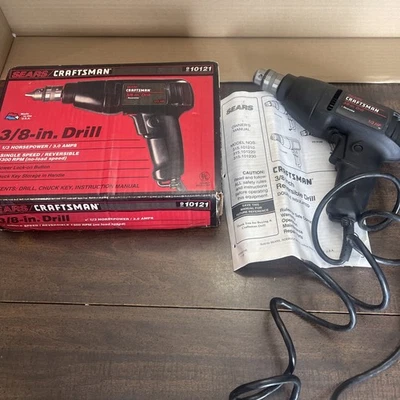 Broca reversível Craftsman 3/8 polegadas usada com caixa e instruções  - Imagem 1 de 4