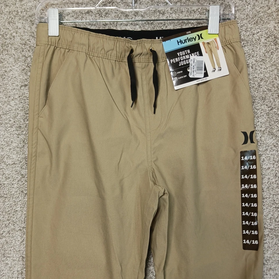Hurley Youth Performance Jogger Size 14/16 Tan Khaki Stretch Pacer Twill