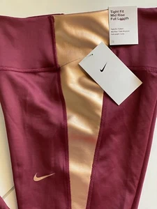 Women’s Nike One Tights Yoga Pants Burgundy Full Length Small DM1605-638 012 - Picture 1 of 8
