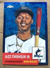 2022 Topps Chrome Platinum Anniversary #130 Jazz Chisholm Jr Blue Toile #/199