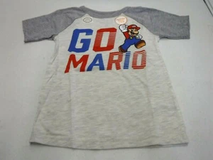 BOYS SIZE 4 NINTENDO MARIO OATMEAL HEATHER GRAY GO MARIO TSHIRT NEW #19960 - Picture 1 of 1