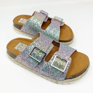 Dolce Vita Big Kids Size 3 Glitter Slide Sandals Cork Midsole White Outsole - Picture 1 of 8