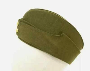 British Army Side Cap 1940's WW2 Forage Chip Hat Uniform Khaki Green Kings Crown - Picture 1 of 4