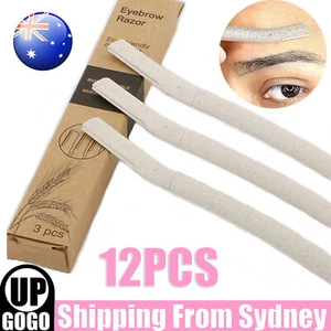 12X Eyebrow Facial Razor Dermaplaning Tool With Biodegradable Wheat Straw Handle - Picture 1 of 11