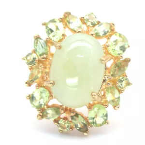 Anillo De Zafiro Verde Y Peridoto Calentado De Plata Esterlina 925 Talla 6.75 - Imagen 1 de 4