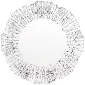 ChargeIt by Jay 290520 Charger Large 13” Decorative Glass Service Plate Silver - Picture 1 of 3
