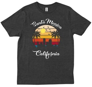 Santa Monica California Geschenk Retro Sonnenuntergang Vintage Cali Geschenk Sommer T-Shirt - Bild 1 von 6