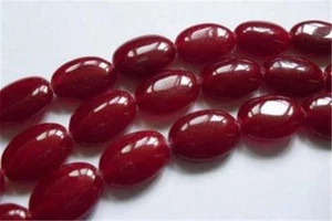 13x18mm Red Jade Oval-shaped Gemstone Loose Beads 15'' Strand - Picture 1 of 1