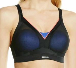 Shock Absorber Sports Bra Black Blue Size 32B Padded Medium Shaped Support S015F - Picture 1 of 12