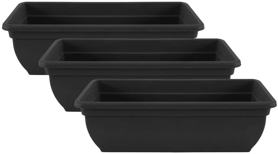 3 x 46cm Trough Plant Pot Long Plastic Planter Outdoor Garden Herb Flower Box - Image 1 of 1